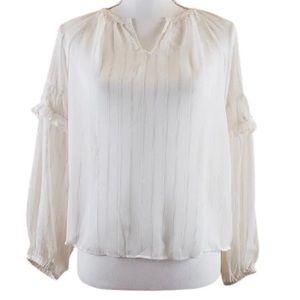 A New Day White & Gold Metallic Blouse Size Small